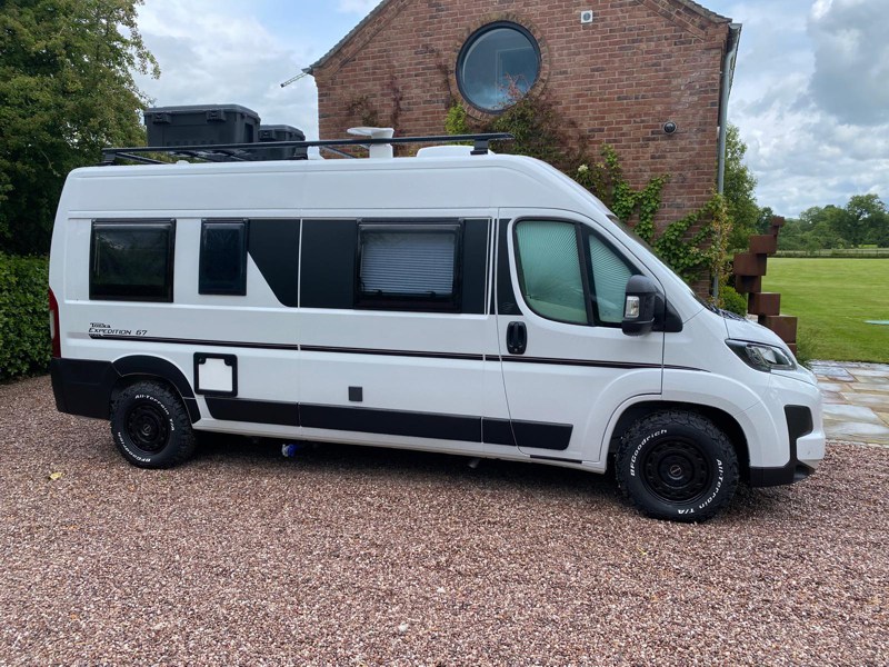 Roof rack and ladders on campervan