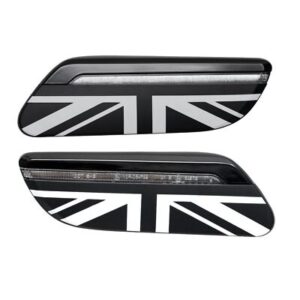 MINI F55 F56 F57 LCI 2 Clear Dynamic Sequential Indicator PAIR Black Union Jack