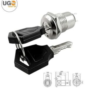Quality Durable 2 position on/off key switch 12mm Drop down Electric bed switch