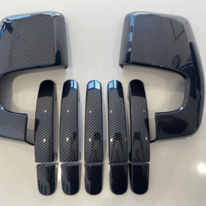 CARBON WING MIRROR COVER DOOR HANDLE SET FOR FORD TRANSIT CUSTOM 6 DOOR VERSION