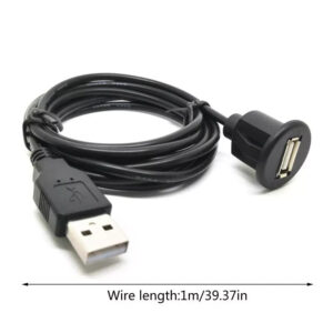 1m Dash Mount USB 2.0 Socket Extension Panel Cable for Campervan or Motorhome