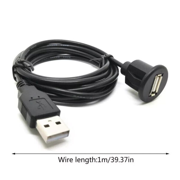 1m Dash Mount USB 2.0 Socket Extension Panel Cable for Campervan or Motorhome