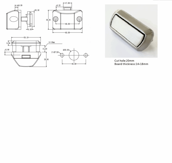 Swift Caravan Motorhome  Drawer Lock Catch Full Mechanism Stainless Steel Finish - Image 7