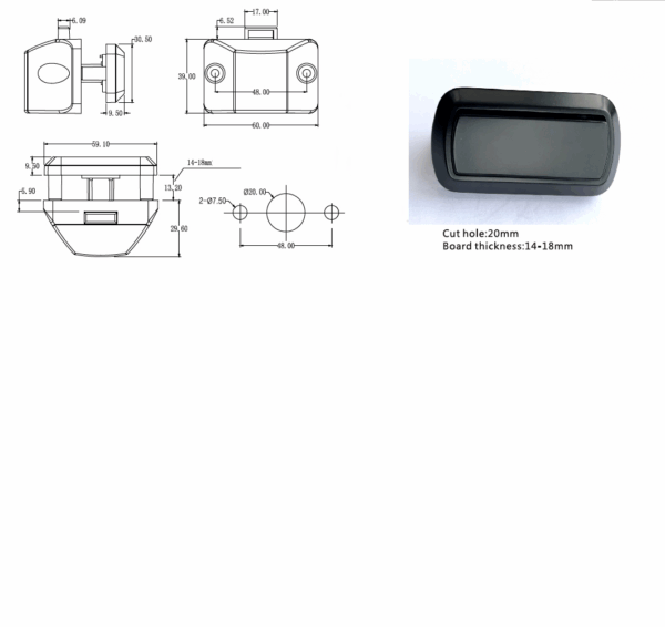 Swift Caravan Motorhome  Drawer Lock Catch Full Mechanism Stunning Black Finish - Image 8