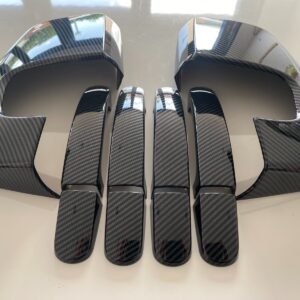 CARBON WING MIRROR COVER DOOR HANDLE SET FOR FORD TRANSIT CUSTOM  TOURNEO 2012+