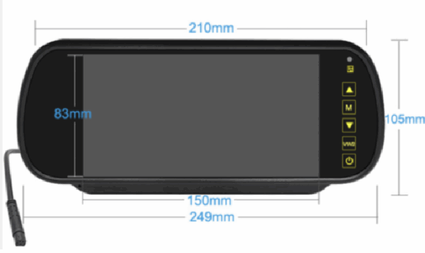 7-Inch Mirror mounted Rear-view LED monitor Twin channel with remote - Image 3