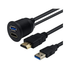 HDMI & USB 3 Flush Mount Cable Dashboard Panel Mount Cigar Socket Circular Cable