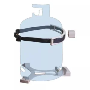 Gas Bottle Floor Holder and Securing Strap with Spacer for Caravan or Motorhome