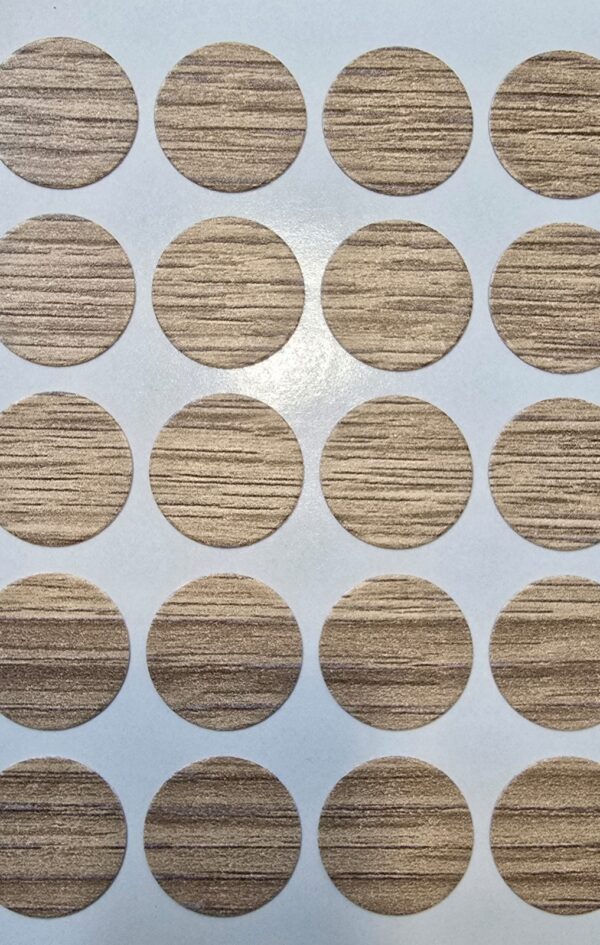 Auto-Trail Paper Dot self adhesive screw hole covers 18mm Moyet Oak X 20
